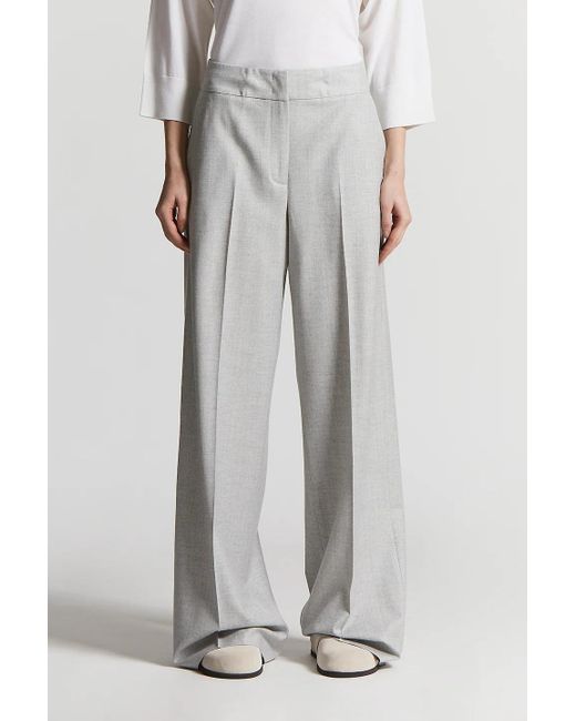 Peserico Gray Pleated Wide-Leg Trousers
