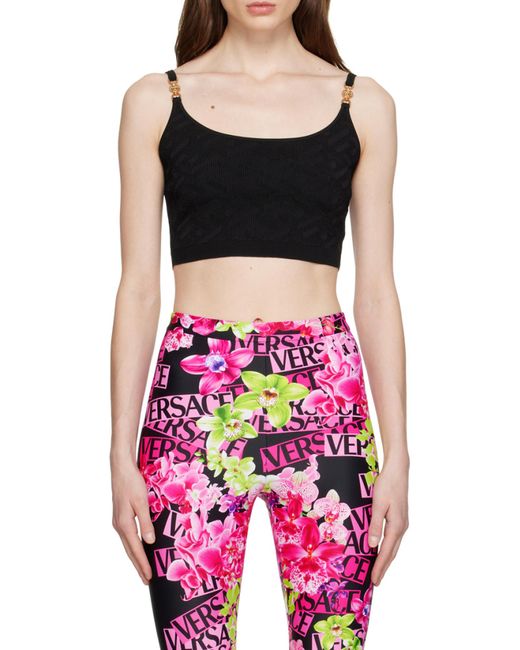 Versace Black Medusa Plaque Cropped Knitted Top