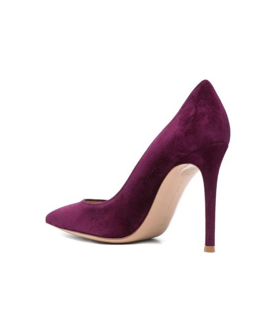 Gianvito Rossi Purple Pointed-Toe Suede Pumps