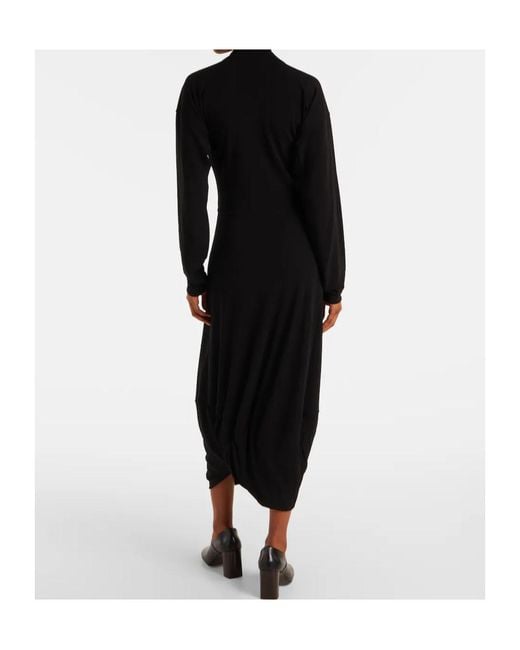 Lemaire Black Draped Crepe Jersey Maxi Dress