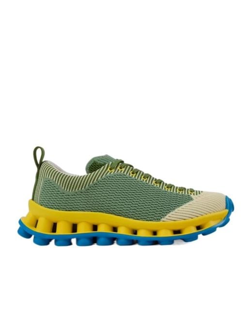 Camper Yellow Pelotissima Knit Lace-Up Sneakers