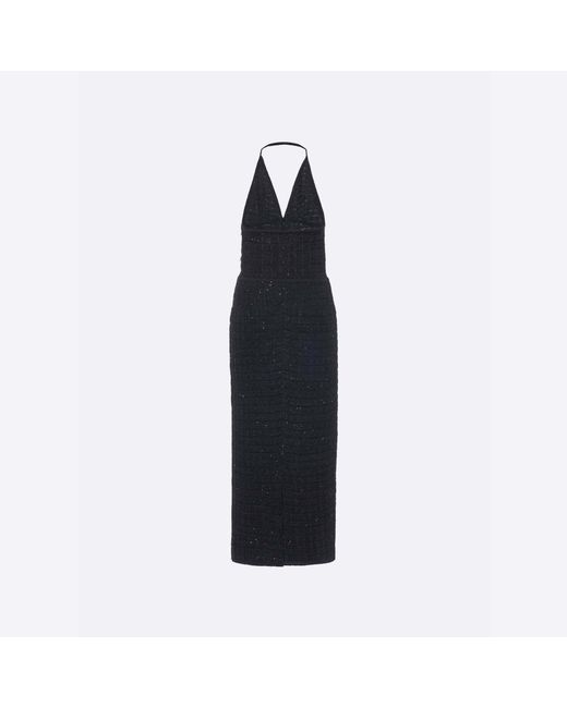 Alessandra Rich Blue Sequin Knit Midi Dress
