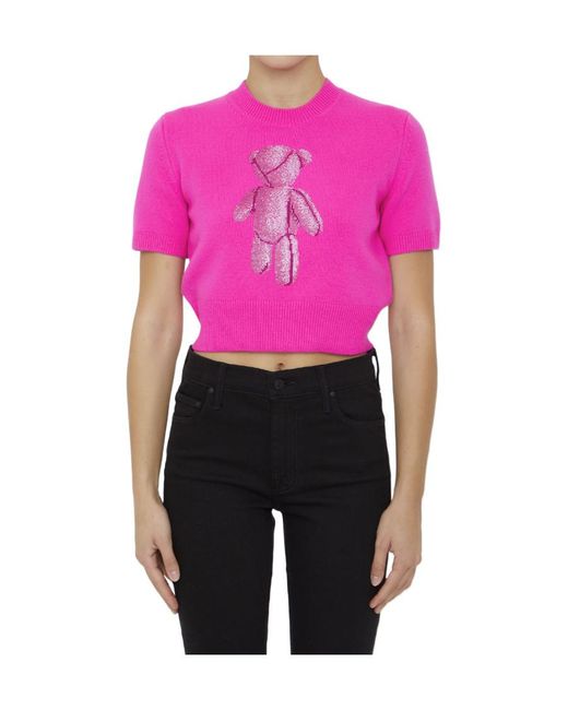 Alexander Wang Pink Beiress Crystal-Embellished Short-Sleeve T-Shirt