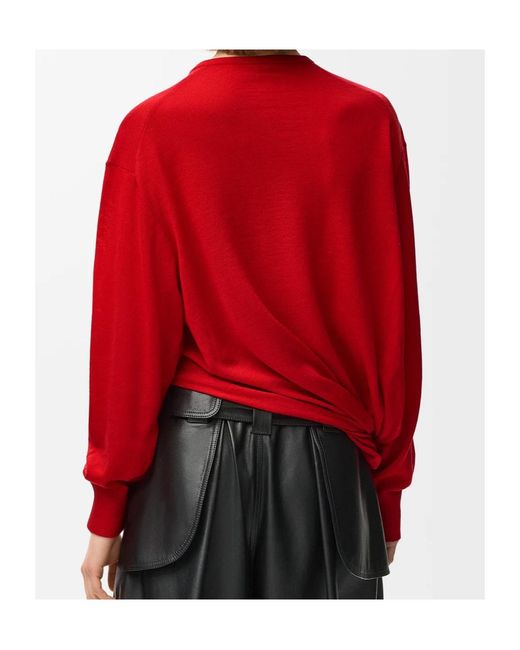 Loewe Red Asymmetric Silhouette Knitted Jumper
