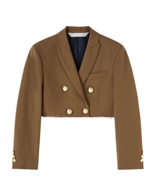 Palm Angels Brown Raw-Cut Hem Cropped Jacket