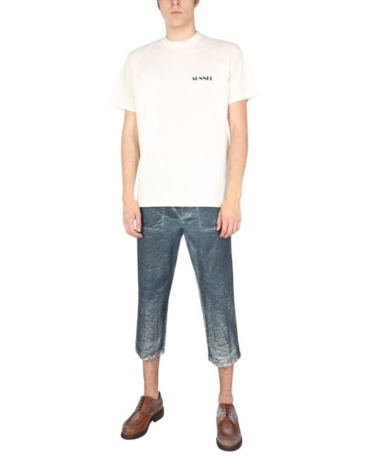 Sunnei Blue Straight Cropped Straight Pants for men