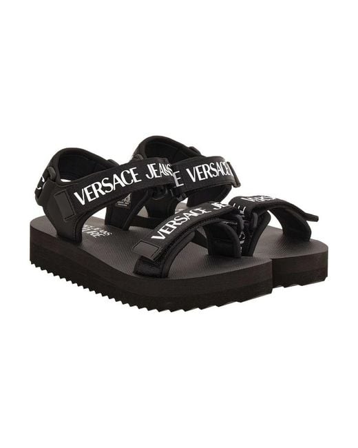 Versace Jeans Black Couture Miami Logo Strap Sandals