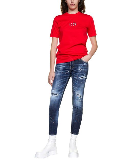 DSquared² Blue Jennifer Distressed Cropped Jeans