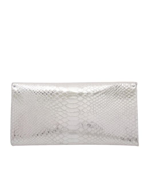 Tom Ford Gray Python-Effect Push-Lock Clutch Bag