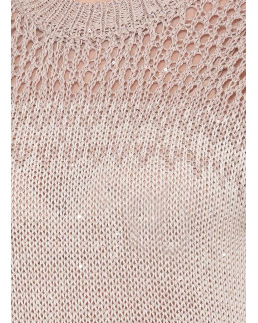 Peserico White Open Knit Sleeveless Knitted Top