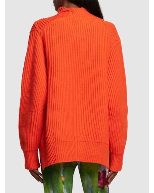 Jil Sander Orange Long-Sleeved Rib Sweater