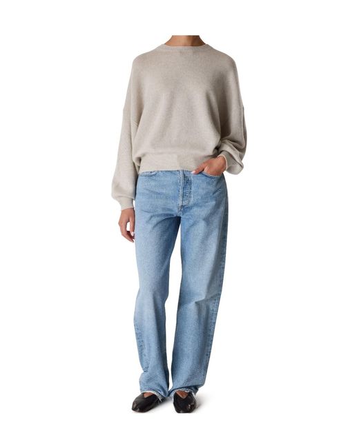 Lisa Yang Gray Cashmere Crew-Neck Sweater