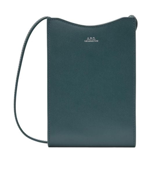 A.P.C. Green Logo-Print Messenger Bag for men