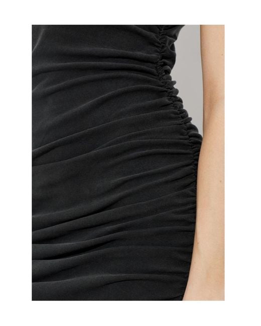 M I S B H V Black Logo-Print Ruched Dress