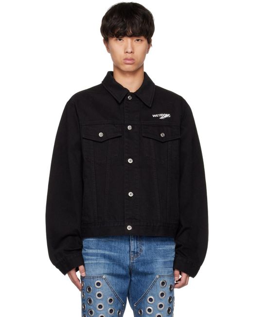we11done Black Print Denim Jacket for men