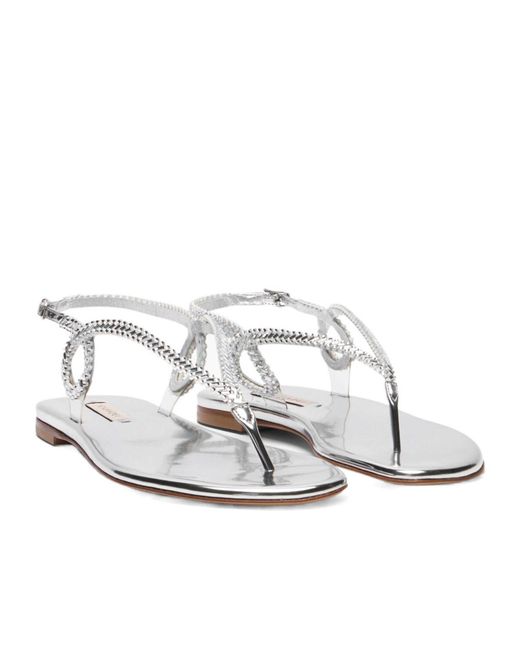 Casadei White Josephine Flat Sandals