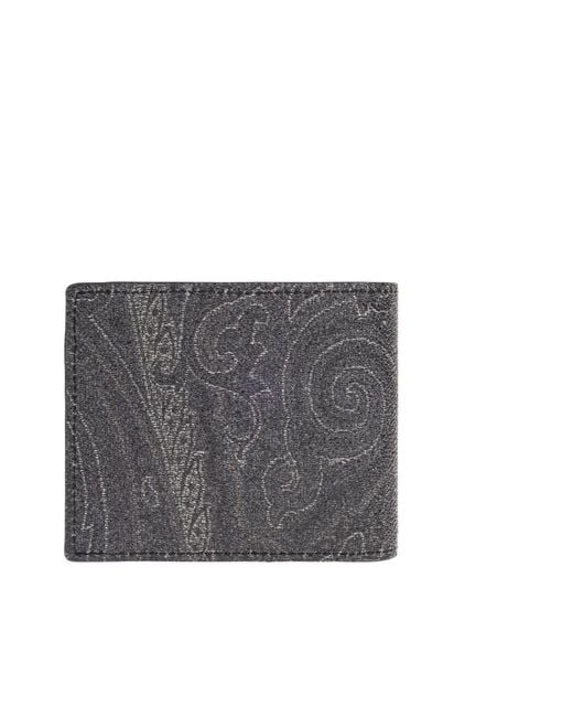 Etro Gray Pegaso Embroidered Wallet for men