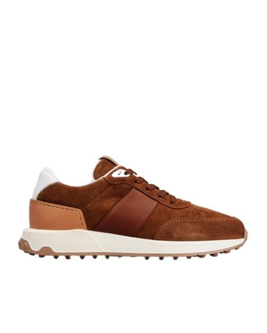 Tod's Brown Panelled Lace-Up Sneakers for men