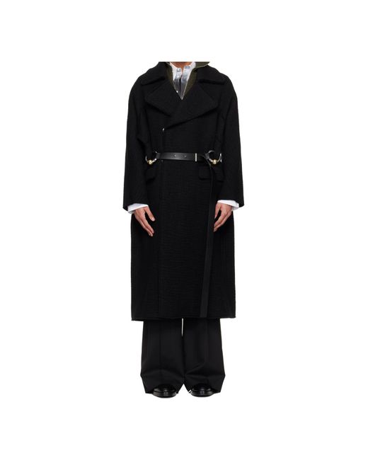 Jean Paul Gaultier Black Ring-Detail Belted Coat for men