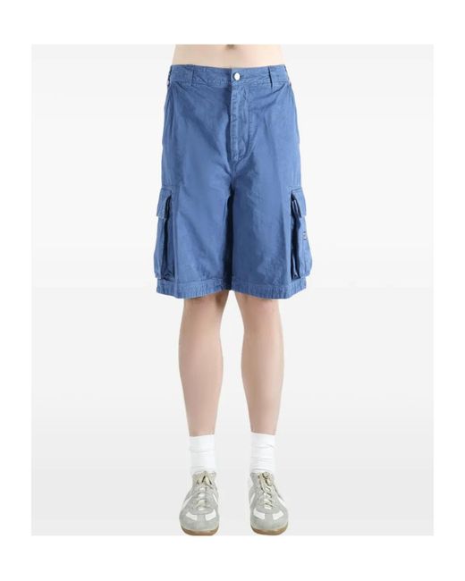 ERL Blue Belt-Loop Pocket Shorts for men