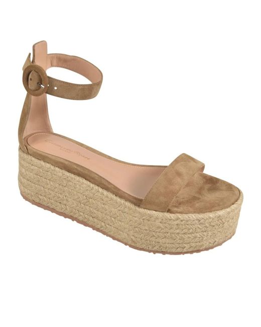 Gianvito Rossi Metallic Seville Open-Toe Espadrilles