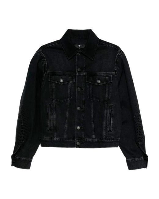7 For All Mankind Black Twisted Crystal Jacket
