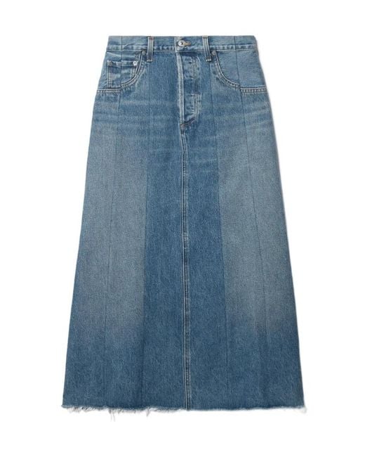 Citizens of Humanity Blue Denim Midi Skirt