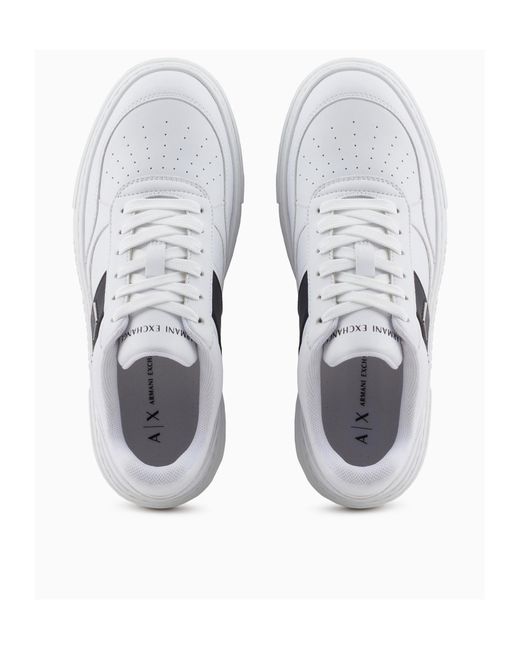 ARMANI EXCHANGE White Round Toe Low-Top Casual Shoes