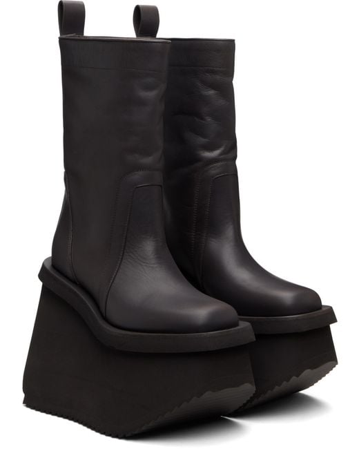Rick Owens Black Concordians Factory Mid-Calf Boots