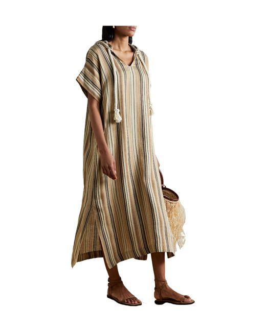 Lisa Marie Fernandez Metallic Striped Linen-Blend Kaftan