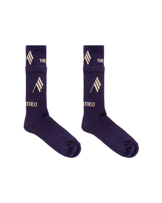 The Attico Blue The Logo Intarsia Socks