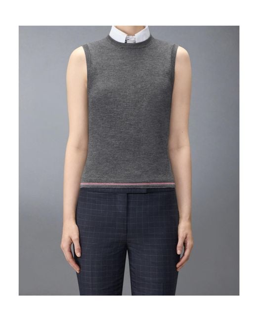Thom Browne Gray Rwb Stripe Shell Top