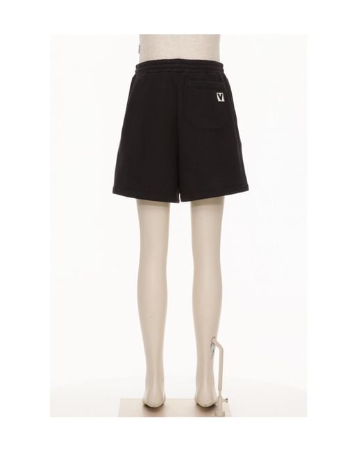 Valentino Black Logo Embroidered Track Shorts for men