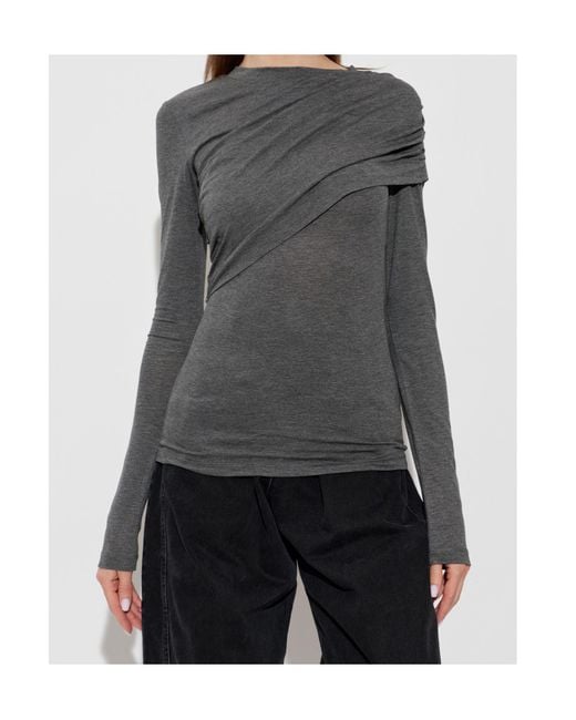 Isabel Marant Gray Isabel Marant Étoile Dressi Draped Long-Sleeved Top