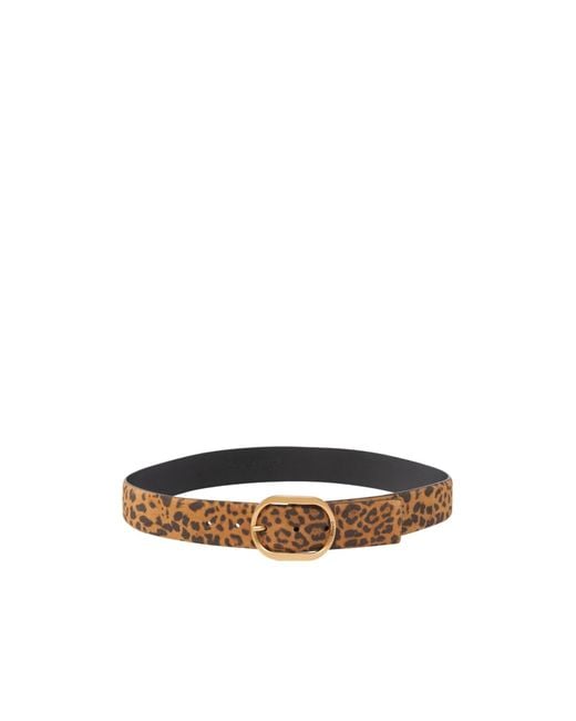 Pinko White Leopard Printed Buckled Belt