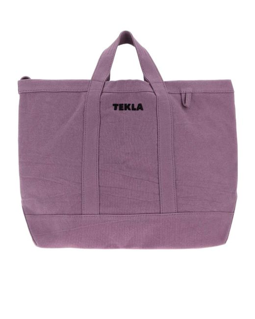 Tekla Purple Logo-Print Tote Bag