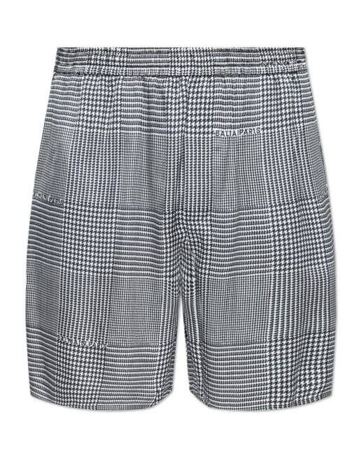 Balmain Gray Houndstooth Elasticated Shorts for men