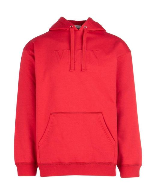 Valentino Red Vltn Motif Hoodie for men