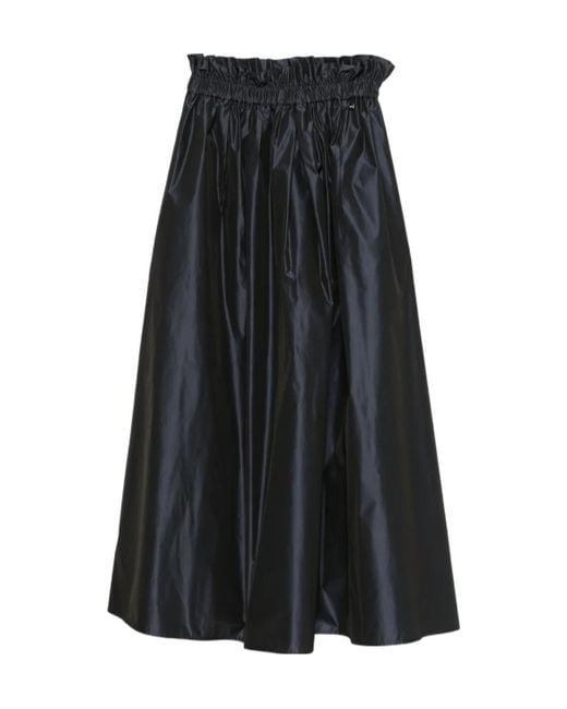 Herno Black A-Line Elasticated Waistband Midi Skirt
