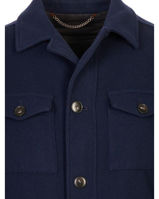 Canali Blue Long-Sleeved Casual Jacket for men