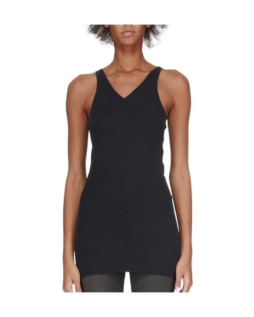 Rick Owens Black Double-Ziggy Cotton Tank Top