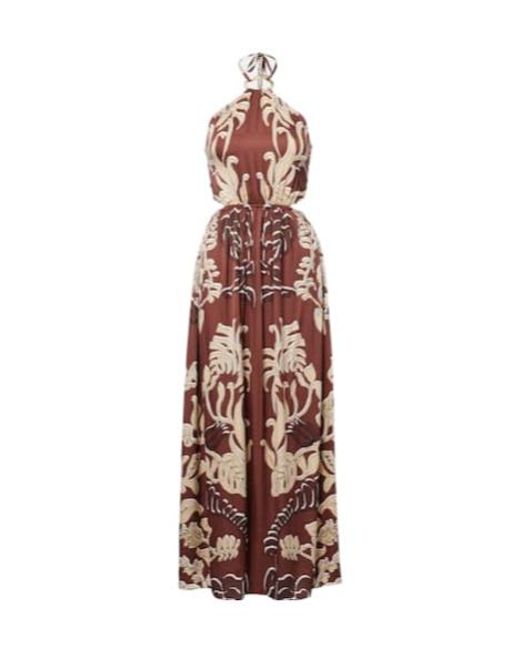 Poupette Brown Isore Printed Halterneck Maxi Dress