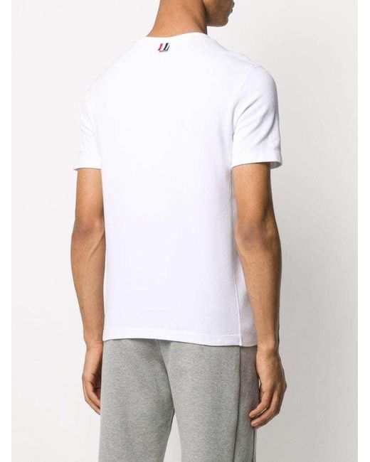 Thom Browne White T-Shirt With Round Neck And Short Sleeves for men