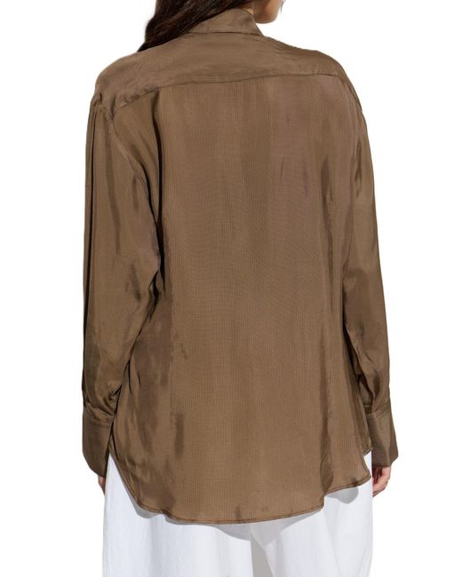 Rohe Brown Long-Sleeved Curved Hem Shirt