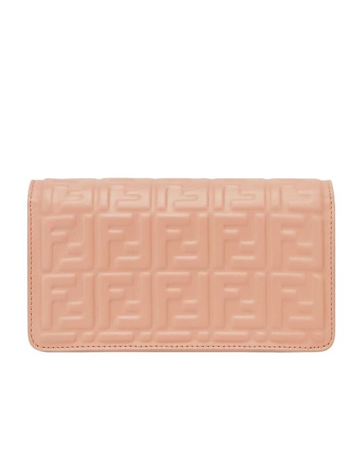 Fendi Pink Baguette Compact Chain Wallet