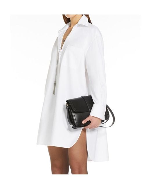 Max Mara White Collared Long-Sleeve Shirt Dress