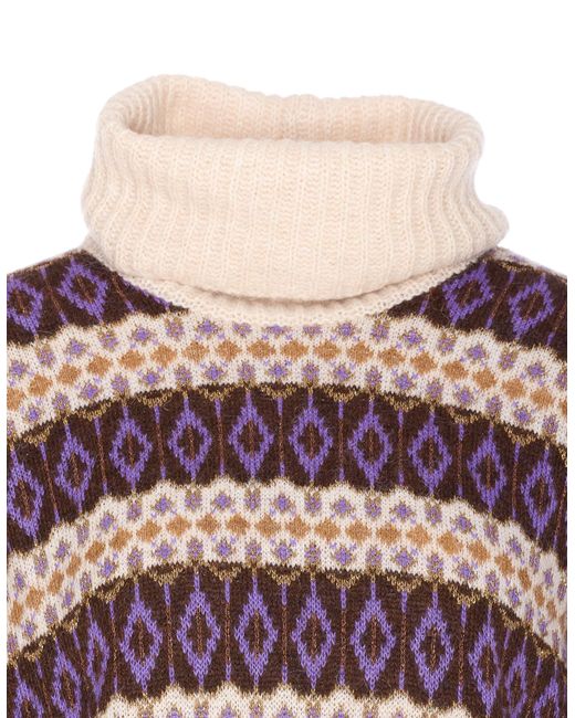 Liu Jo Red Jacquard Turtleneck Jumper