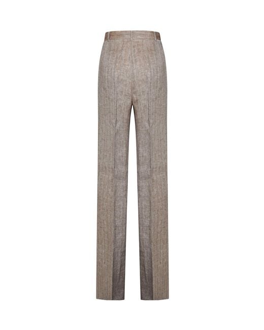 Max Mara Gray Studio Satira Pleat Detailed Straight Leg Trousers