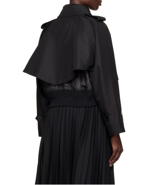 Sacai Black Layered Cropped Jacket