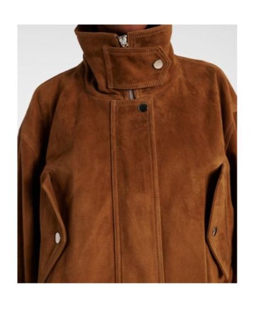 Nour Hammour Brown Briar Suede Bomber Jacket